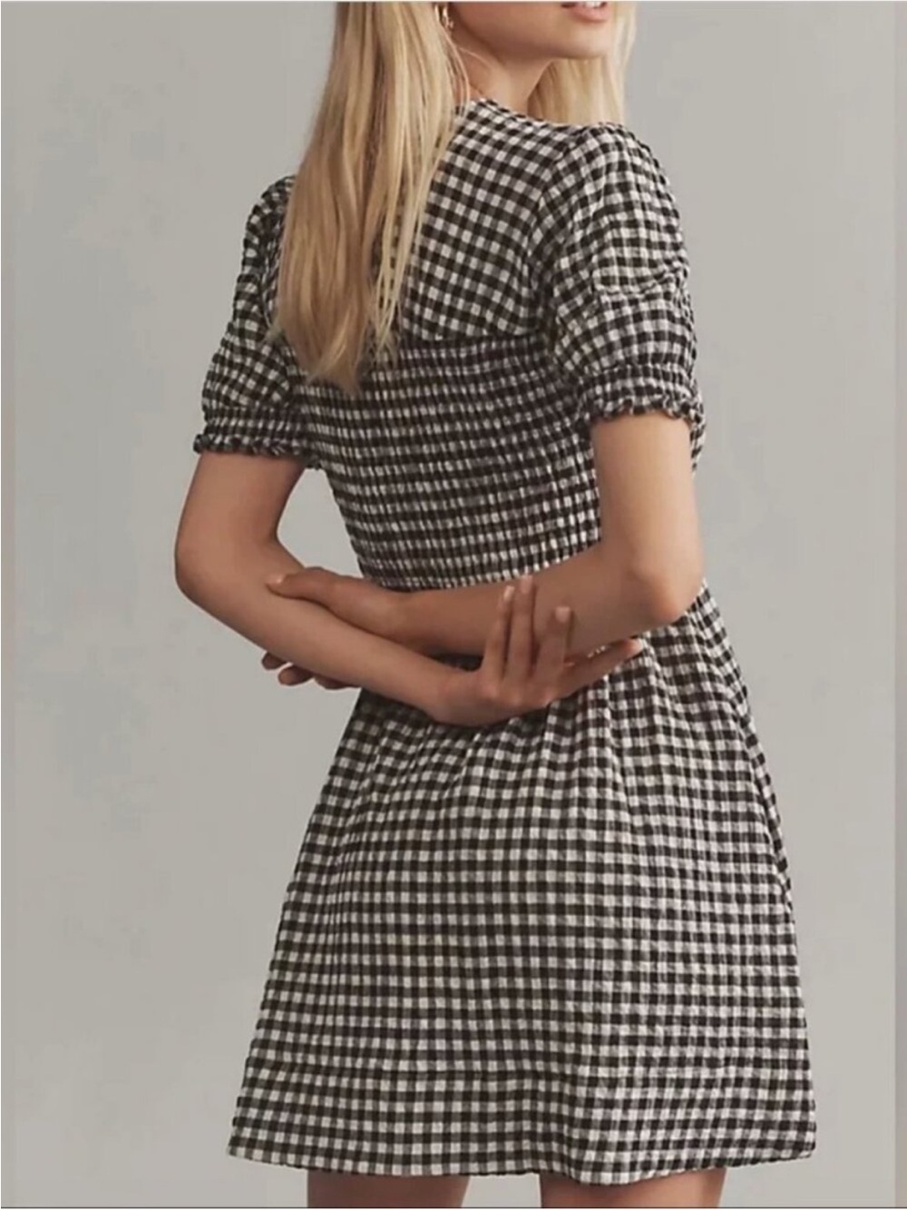 Maeve by Anthropologie Puff Sleeve Gingham mini dress - Picture 2 of 10